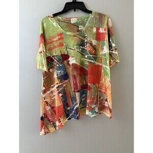 Et Lois Watercolor Paint Splat Top Size S Asymmetric Artsy Abstract Art to Wear